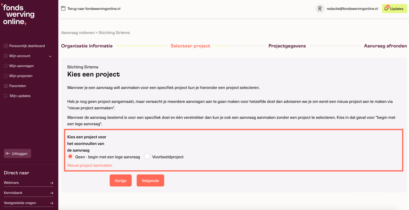 Kies je project